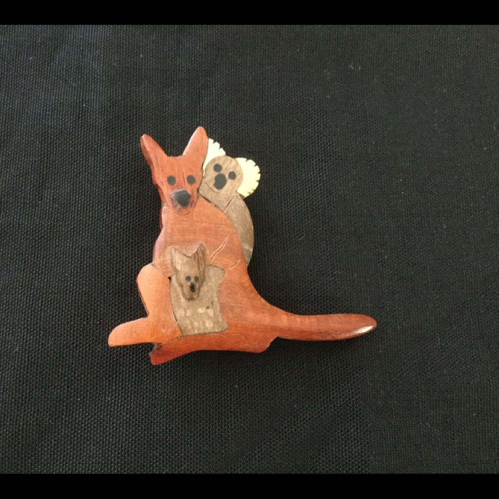 Kangaroo and koala wooden pin